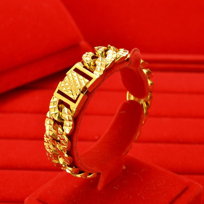 Pulseira de Ouro AU999 de Alta Qualidade Edição Larga Corrente de Chefe Pulseira Lisa Corrente Cubana NK Corrente de Pulso Masculina de Luxo Leve 24K