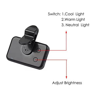 Nova Mini Luz Portátil para Selfie 3 Modos Brilho Ajustável Recarregável Clip-On para Celular Laptop Luz para Vídeo ao Vivo