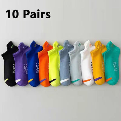 5 Pairs Men Bright Colored Ankle Socks Breathability Fashionable Casual Street Style Deodorizing Invisible Travel Running Socks