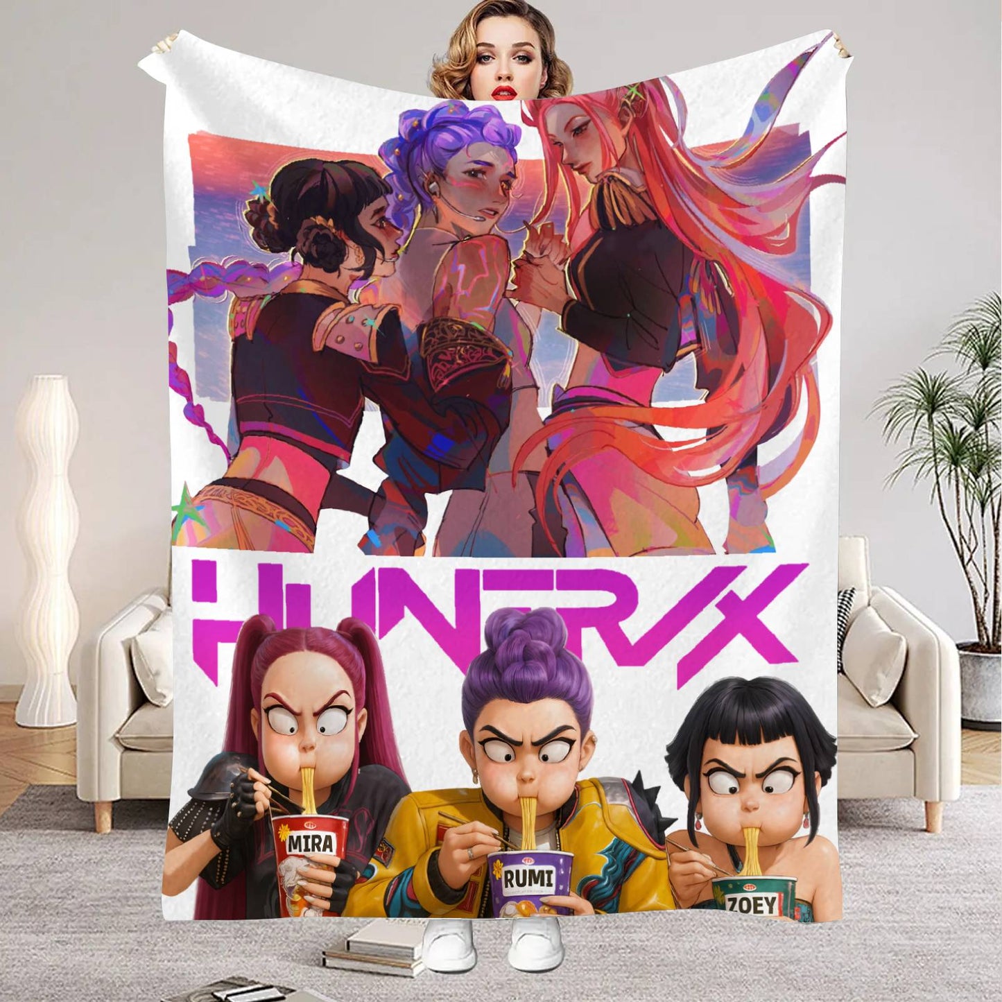kpop Demon Hunters Huntrix Blankets Quality Soft Warm Throw Blanket Winter Kids Couch Bed Fluffy Bedspread