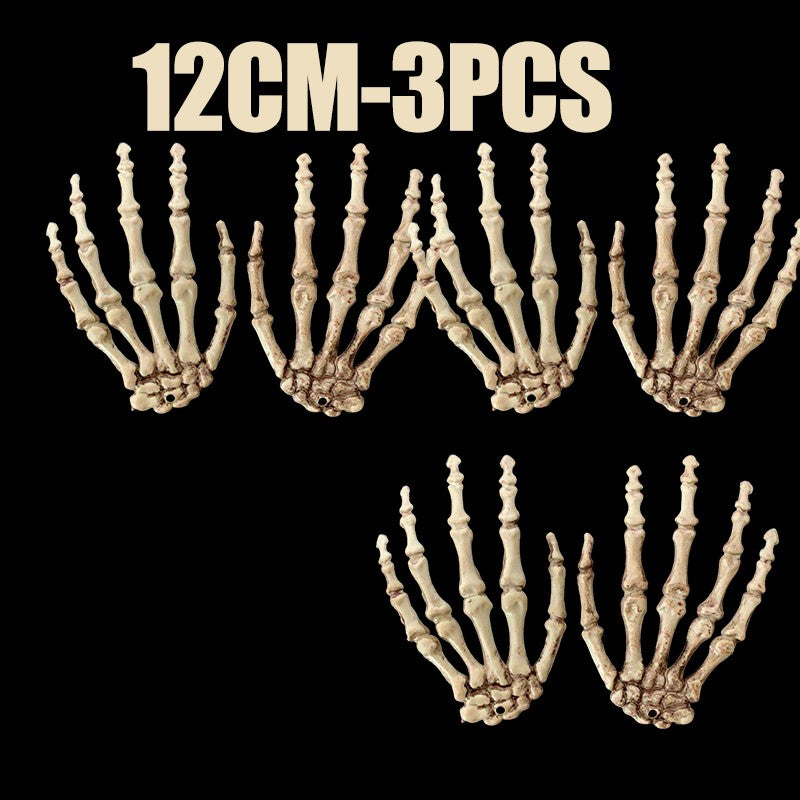 1 Pair Of Halloween Skeleton Hands Haunted House Bar Party Plastic Horror Props Dummy Hands Bones Halloween Scene Decor Supplies
