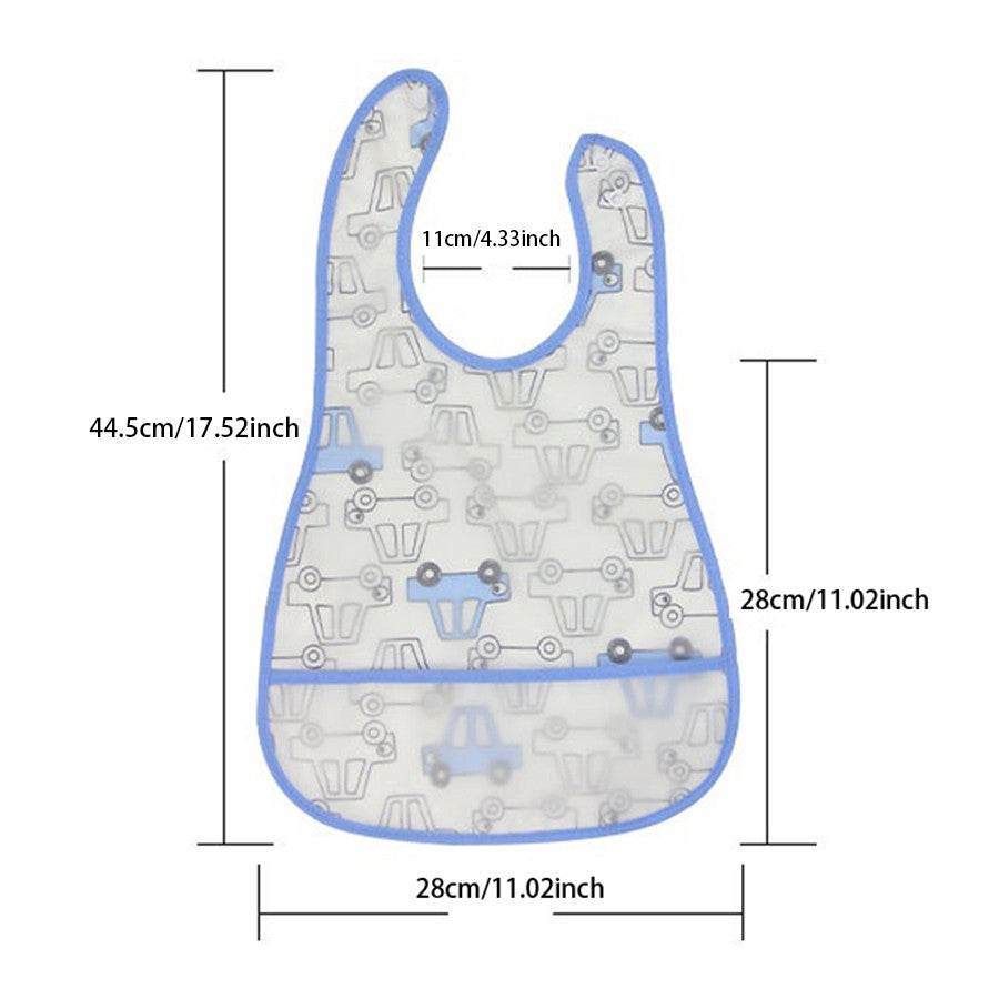 High Quality Cartoon Pattern EVA Waterproof Pocket Lunch Feeding Bibs Adjustable Baby Bibs Cute Child Baby Apron Kids Burp Cloth