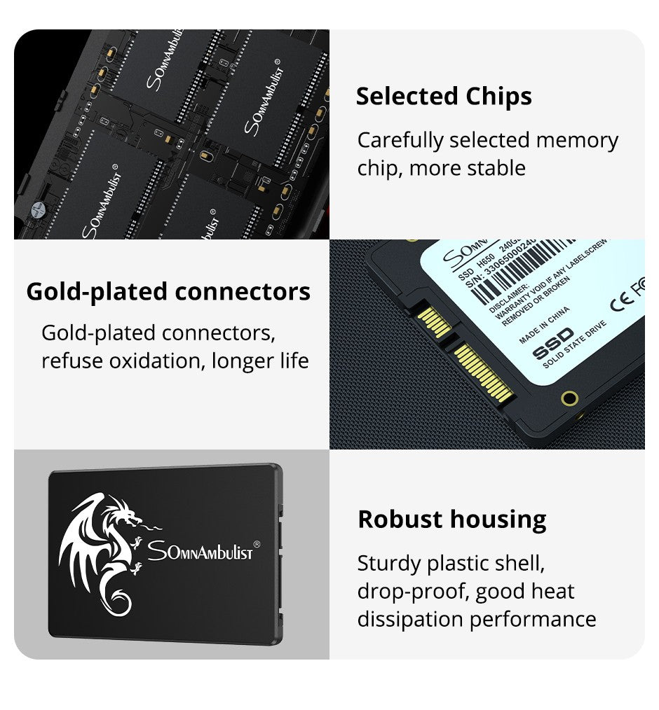 SSD SomnAmbulist 120GB 240GB 480GB 960GB Sata3 Interno Unidade de Estado Sólido 2.5 128GB 256GB 512GB 1TB 2TB SSD para PC Notebook