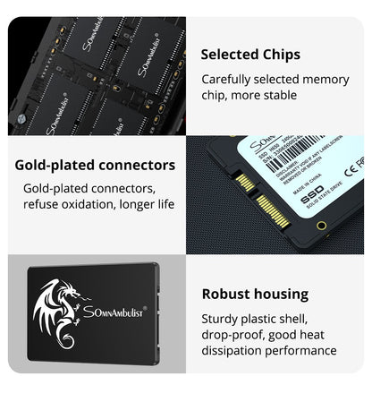 SSD SomnAmbulist 120GB 240GB 480GB 960GB Sata3 Interno Unidade de Estado Sólido 2.5 128GB 256GB 512GB 1TB 2TB SSD para PC Notebook