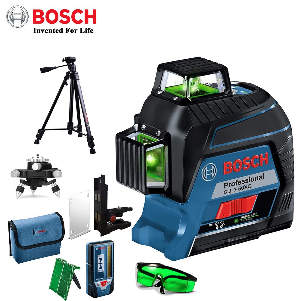 Nível a Laser Verde Bosch 12 Linhas 360 Nível a Laser GLL3-60XG Projeção de Linha de Marcação para Decoração Residencial Nível a Laser para Exterior