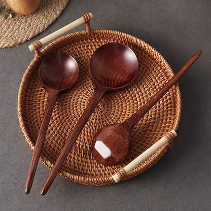Colher de Madeira para Ramen Sopa Colher Grande Cabo Longo para Servir Misturar Cozinhar Concha de Madeira Utensílios de Cozinha Talheres de Restaurante