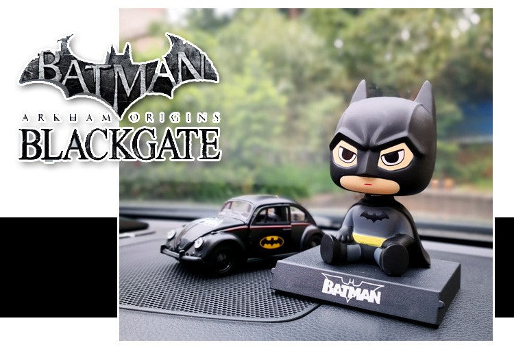 Versão Q do Boneco Batman Toy Figures Desenho Animado Bobble Head Enfeites de Carro Os Vingadores da Marvel Boneco do Capitão América Homem-Aranha
