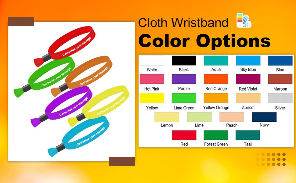 200PCS Custom Cloth Wristbands Personalized Events VIP Wristbands for Festival Gatherings Admission Party