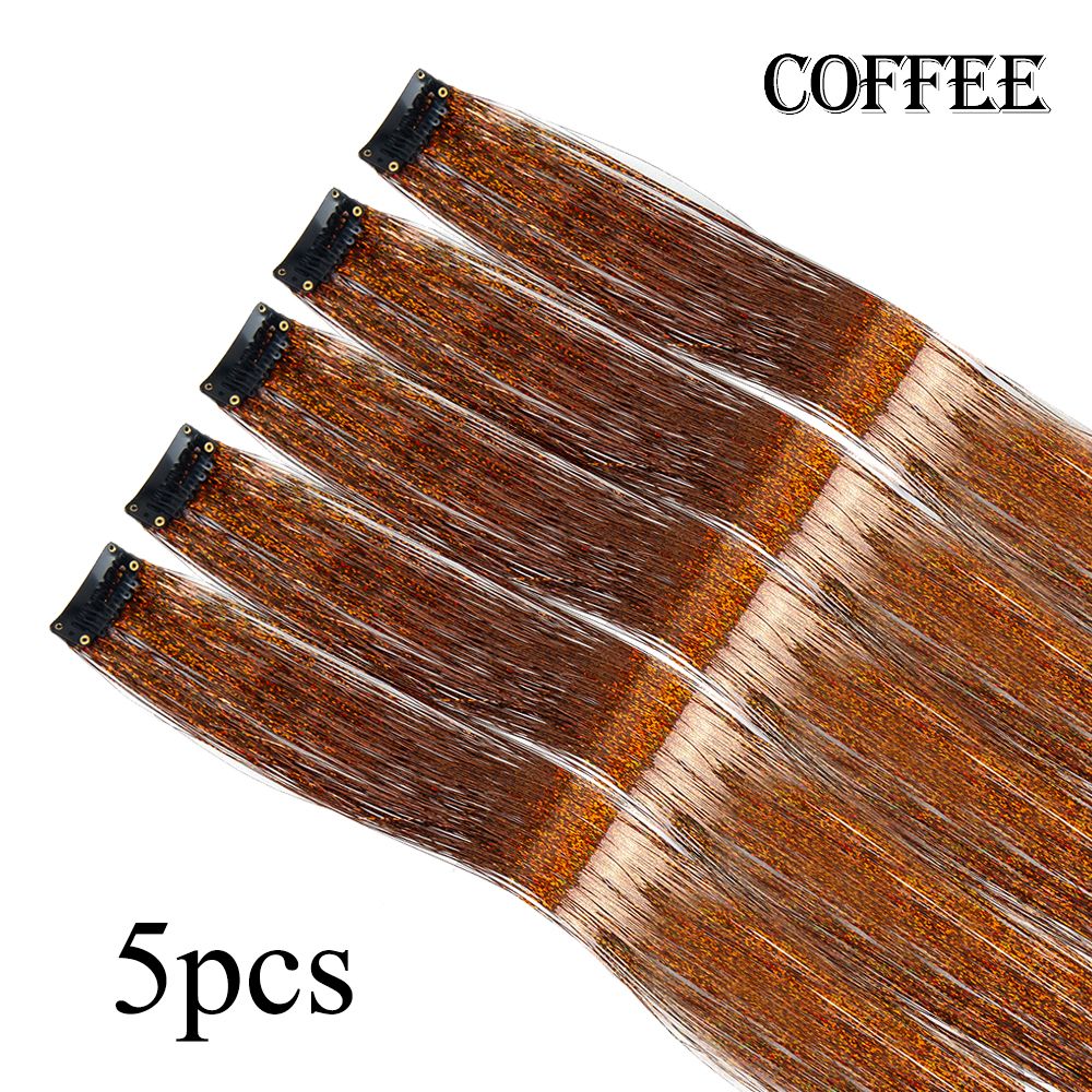 5 Unidades/Pacote Extensões de Cabelo Cintilantes Presilhas Arco-Íris Brilhantes Mechas de Cabelo Resistentes ao Calor Extensões de Cabelo Cintilantes para Tranças