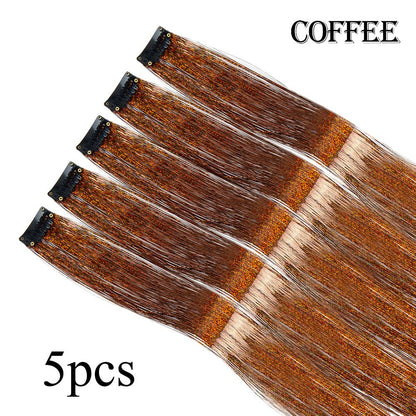 5 Unidades/Pacote Extensões de Cabelo Cintilantes Presilhas Arco-Íris Brilhantes Mechas de Cabelo Resistentes ao Calor Extensões de Cabelo Cintilantes para Tranças