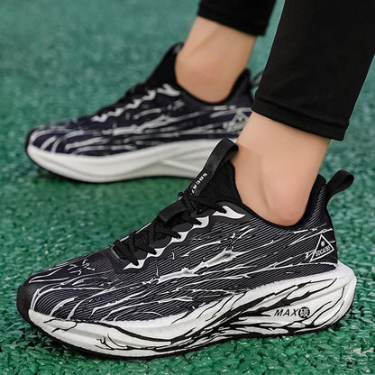 Unisex Running Shoes Breathe Mesh Fashion Lace Up Mens Womens Sneakers Cushioning Thick Sole Outdoor Tennis Shoes for Men Women