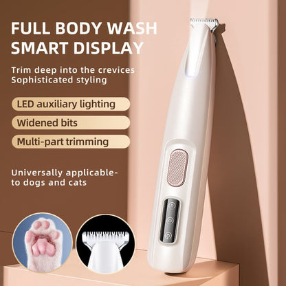 Aparador de Patas de Cachorro com Luz LED Aparador de Pelos para Animais de Estimação Totalmente à Prova D'água com Display LED Máquina de Tosa para Cães Lâmina de 18mm