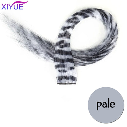 Synthetic One Card Hair Extension Wig Hair For Women Long Straight Clip-in Colored Zebra Line Feather Hair Extensions Fake Hair