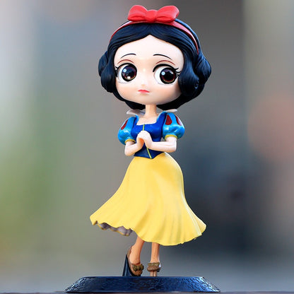 14-16cm Princesa Q Posket Branca de Neve Sereia Cinderela Bela Mulan Jasmine Sininho Aurora PVC Boneco de Ação Brinquedo Presentes para Crianças