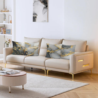 Marble Grey Black Gold Abstract Art Velvet Soft Decorative Cushion Cover Throw Pillow Cases for Sofa Bedroom Living Room Home