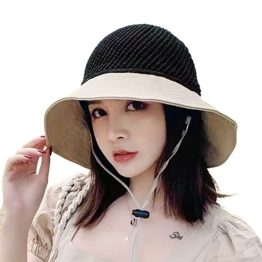 Summer Women Bucket Hat Anti-UV Sun Hats Soft Portable Wide Brim Outdoor Beach Hat Panama Cap With Storage Bag