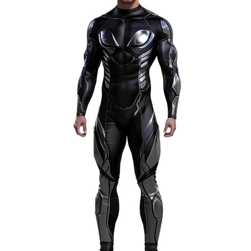 Halloween Cyberpunk Future Mechanical Armor Jumpsuit Warrior Cosplay Bodysuit Steampunk Costume Party Performance Men Zentai