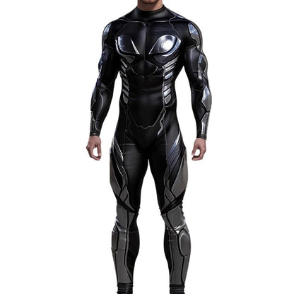 Halloween Cyberpunk Future Mechanical Armor Jumpsuit Warrior Cosplay Bodysuit Steampunk Costume Party Performance Men Zentai