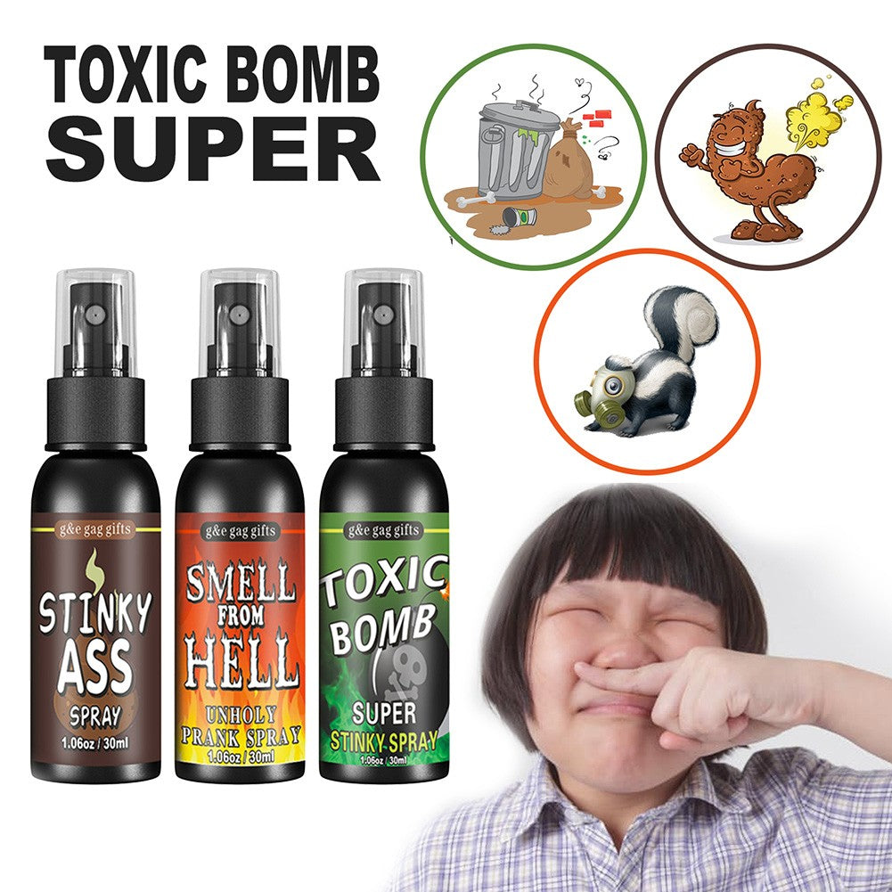 6 unidades-1 unid. 30ml Adereços de Halloween Spray Líquido de Peido Não Tóxico Bomba de Cheiro Fedorento Brinquedo de Pegadinha de Gás Malcheiroso Artigos de Festa de Brincadeira