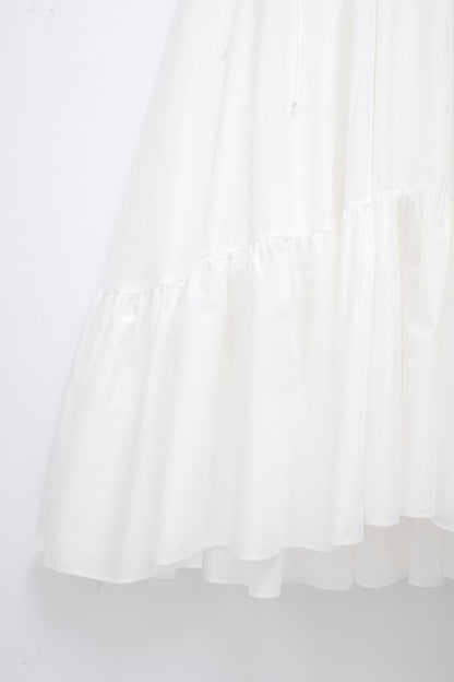 TFMLN New Elegant Women's Tierred Long Dress Summer Classic Fashion Solid Side Zipper Dresses High-Waist A-line Party Soft Dress