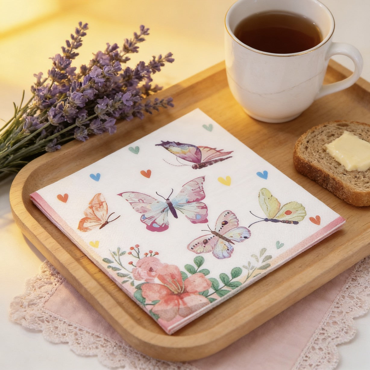 20 colored printed butterfly napkins per pack, disposable napkins for hotel parties, wedding anniversaries