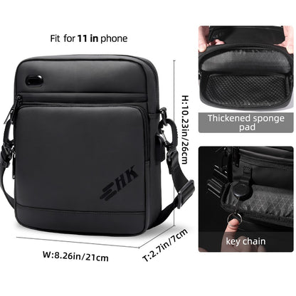 HK Casual Men's Shoulder Bag Large Crossbody Bag USB Charging Travel Sports Chest Bags Waterproof Sling Pack With Headphone Jack
