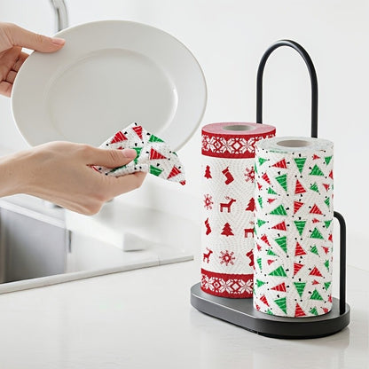 Papel Toalha de Cozinha Natalino Grosso 3 Camadas Descartável Rolo de Limpeza Forte Absorvente Úmido e Seco para Uso Doméstico