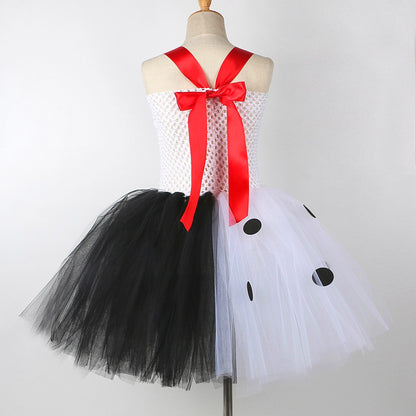 Dalmatians Dog Tutu Dress for Baby Girls White Black Spotted Dog Halloween Costumes Kids Puppy Outfits Children Animal Clothes