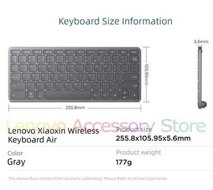 Teclado Bluetooth sem fio Lenovo Xiaoxin Air conecta 3 dispositivos Windows10 iPadOS15 Android10 para laptop, notebook, tablet, celular