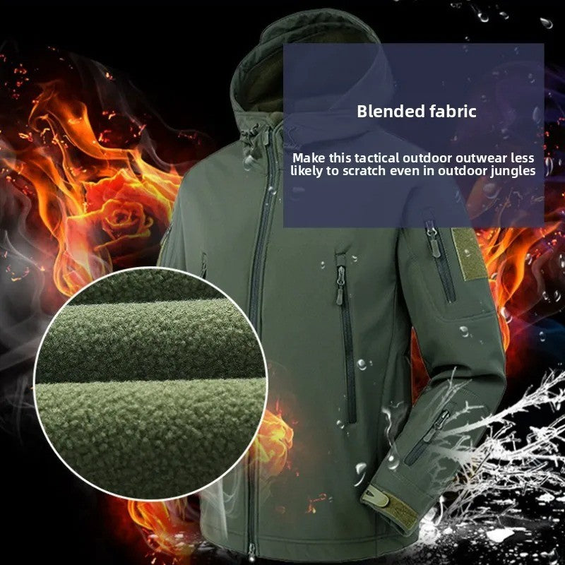 Conjunto de Pesca de Inverno para Externa Roupa de Caminhada Respirável Jaqueta Softshell IX7 de Pele de Tubarão Conjunto Forrado de Lã Quente Corta-vento