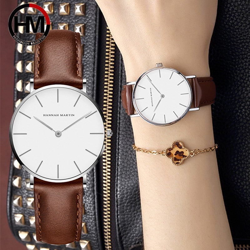 Hannah Martin Brand Japan Quartz Movement Women Fashion Watch Leather Strap Lady Wristwatches Waterproof Clock relogio feminino