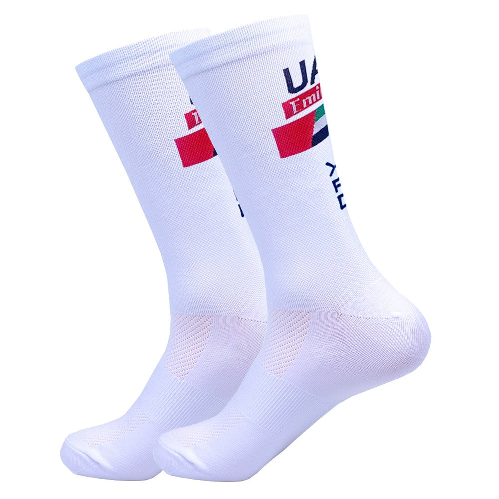 New White UAE Team INEOS Cycling Socks Non Slip Soccer Socks Cushioned Breathable For Running Basketball Bike Sports Grip Socks