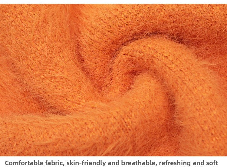 KKyesiou Dopane Orange Knitted Sweater loween Design Men Women Retro American Sle Couple's Long Sve Casual Loose Fit