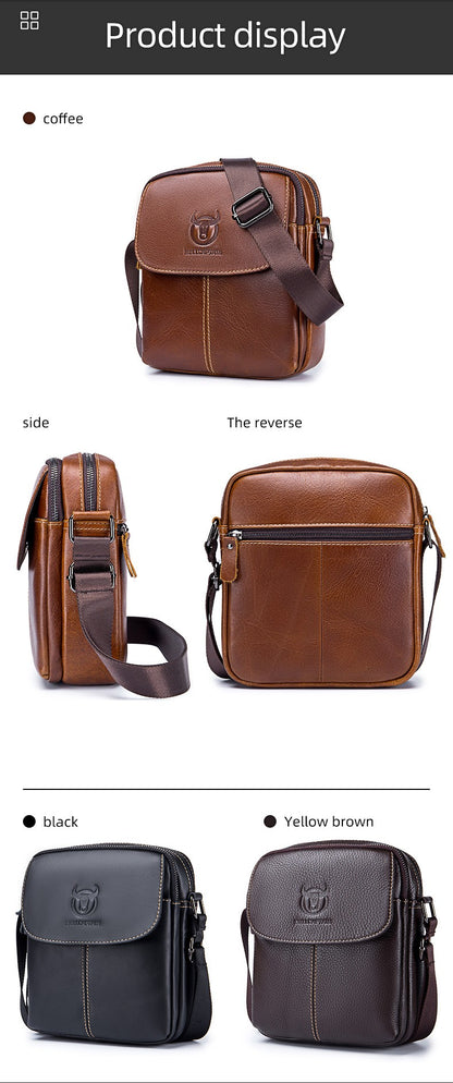 BULLCAPTAIN Leather Men's Messenger Bag Business Shoulder Bags Suitable For 7.9 Inch Ipad Mini High Quality Male Crossbody Bages