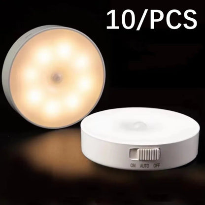 USB Charging Smart Sensor Lamp LED Human Body Induction Night Light Bedside Bedroom Home Corridor Lighting 8 LEDs Mini Wall Lamp