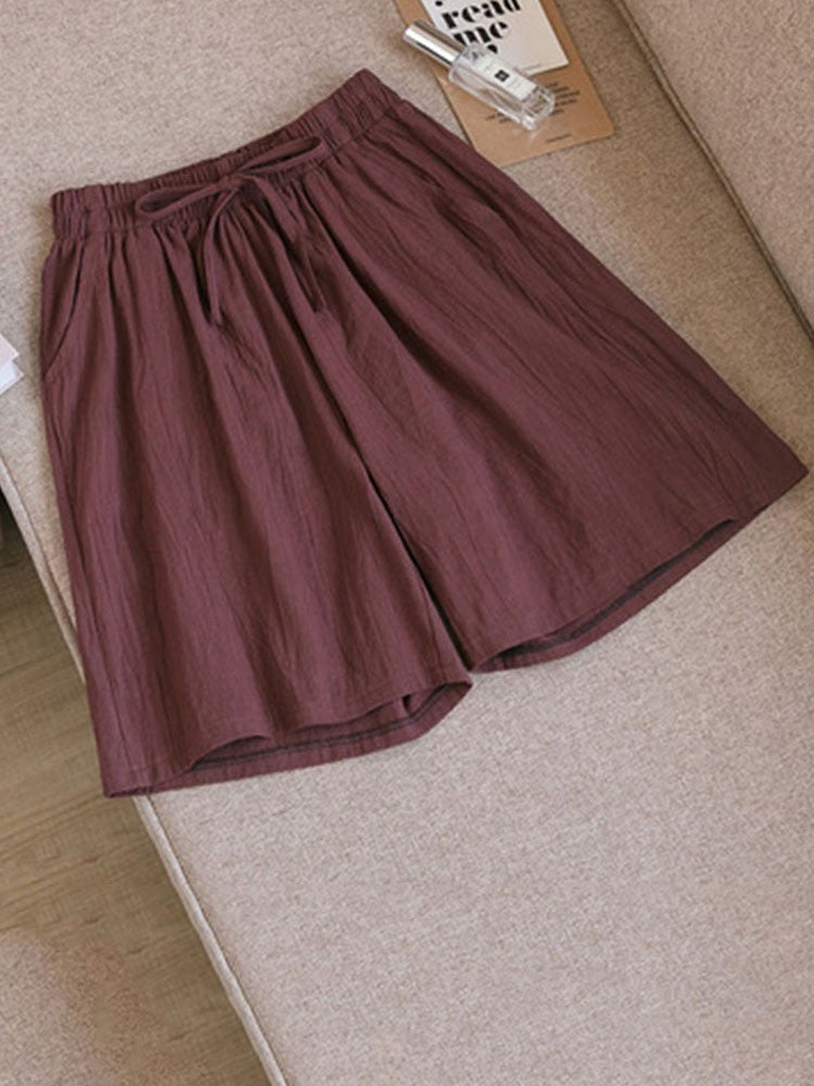 Women shorts Summer Casual Solid Cotton Linen shorts high waist loose shorts for girls Soft Cool female shorts M-3XL