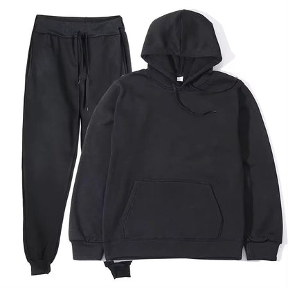 2025 Men's Autumn and Winter New Solid Color Hoodie+pants Two-piece Set Fashionable Casual Sports Set Size S-3XL Men's Tracksuit