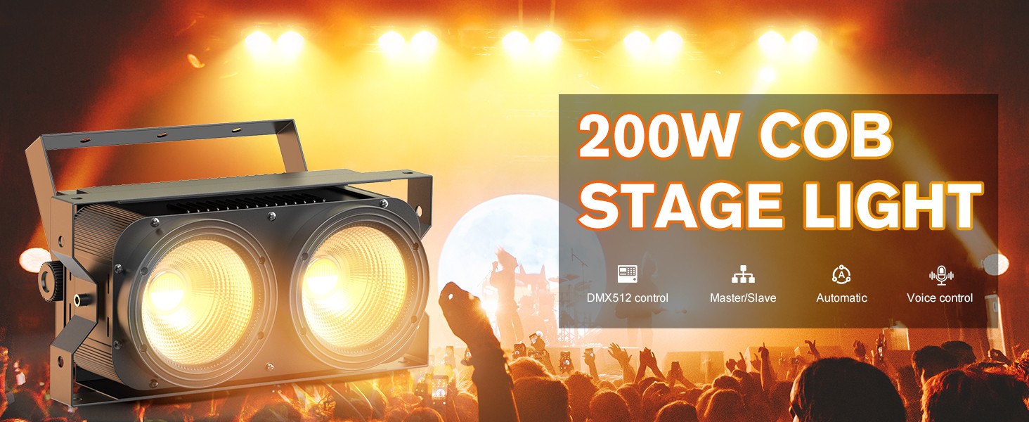 U'King 4PCS 200W LED 2IN1 COB Par Light DMX Cool&Warm White Lighting Stage Light 2 Eyes LED Blinder Light for DJ Party Wedding