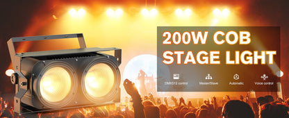 U'King 4PCS 200W LED 2IN1 COB Par Light DMX Cool&Warm White Lighting Stage Light 2 Eyes LED Blinder Light for DJ Party Wedding