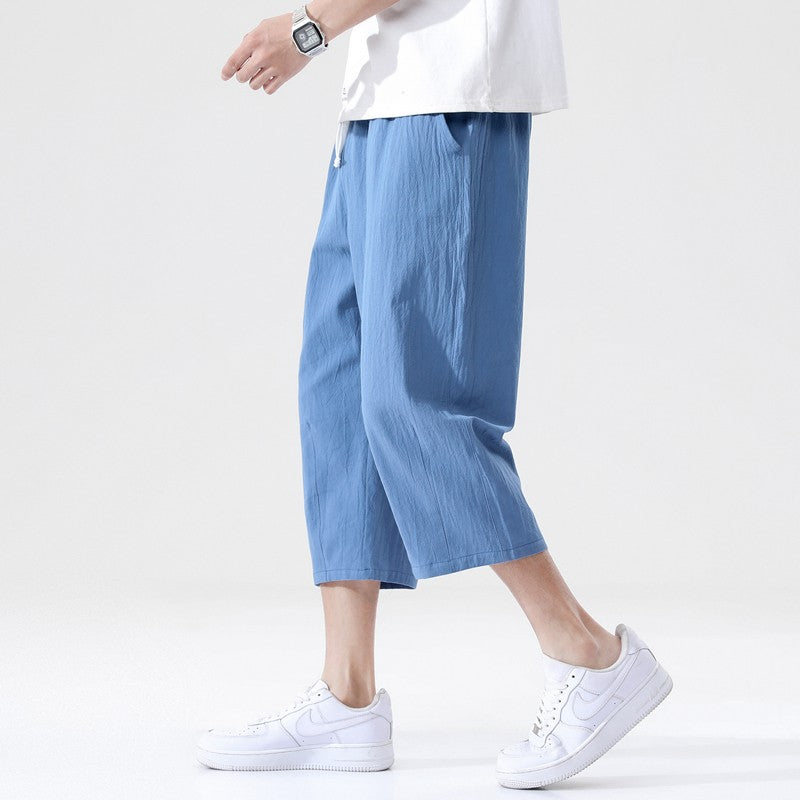 Summer Casual Linen Short Pants New Cotton Straight Mens Lightweight Shorts Large Solid Color Gym Fifth Beach Short Pants