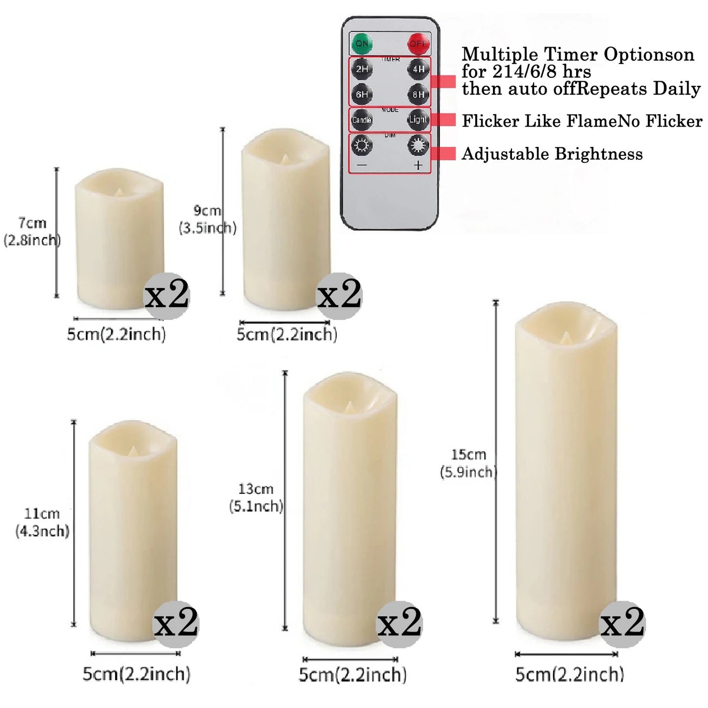 10-240pcs Flameless Fake Candle LED Flickering Candles with Remote Control Battery Operated Pillar Candles for Valentine's Day