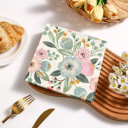 20 pieces per pack of Ins-style gentle country flower napkins, Western cuisine afternoon tea baking decoration paper placemats,