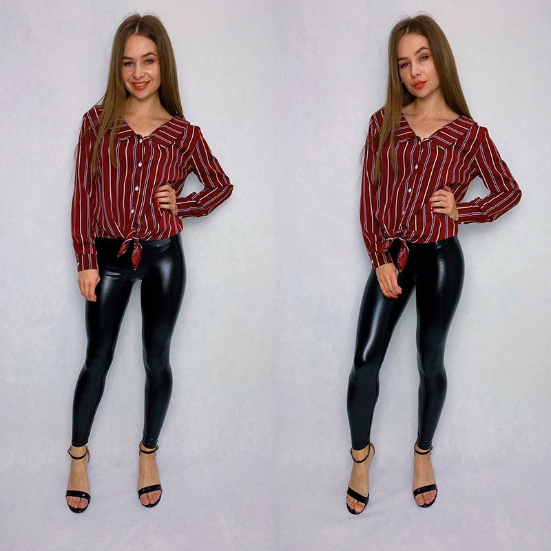 BIVIGAOS Fashion Women PU Leather Pants Elastic High Waist Winter Leggings Slim Velvet Leather Leggings Skinny Fleece Trousers