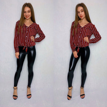 BIVIGAOS Fashion Women PU Leather Pants Elastic High Waist Winter Leggings Slim Velvet Leather Leggings Skinny Fleece Trousers