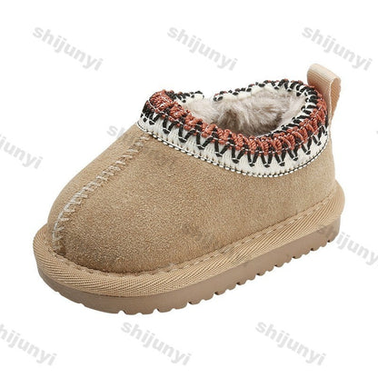 Baby Warm Casual Flat Low Top Snow Boots 2025 Winter Fashion Childrens' Concise Soft Soled Comfortable Non Slip Cotton Shoes