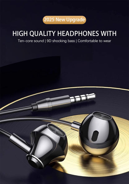 Fones de ouvido com fio USB tipo C 3,5 mm fones HiFi estéreo graves com controle de volume intra-auriculares para Samsung Galaxy iPhone Huawei Xiaomi