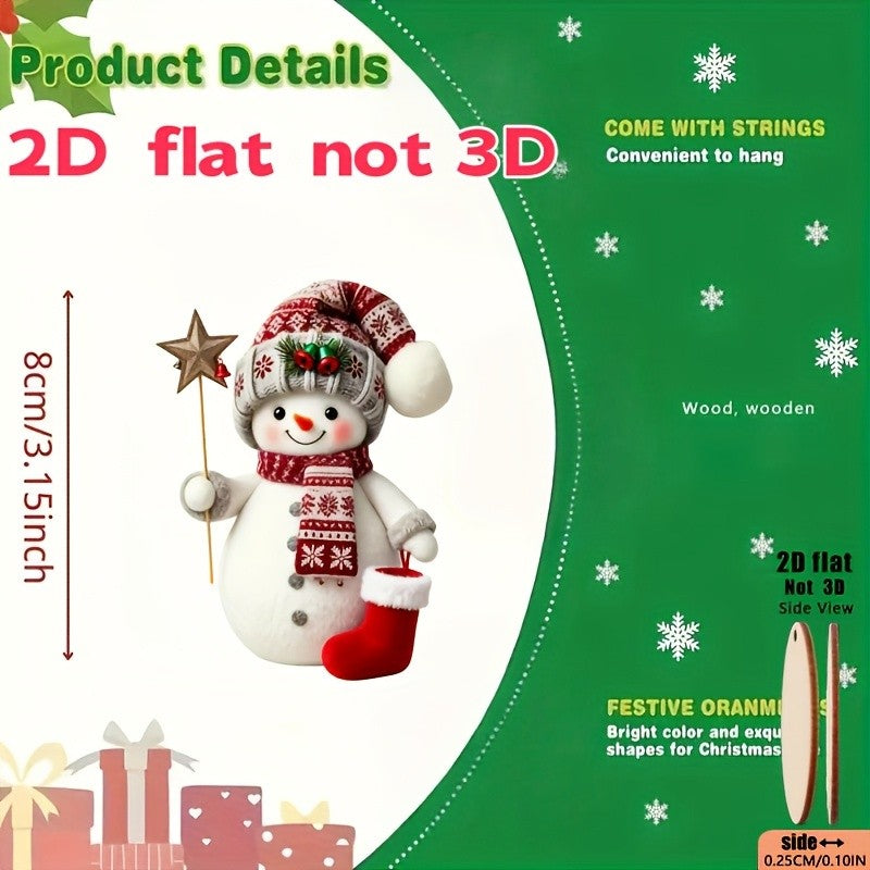 15 Pieces in a Random Assortment of Styles, Christmas Snowmen in Various Poses Holding Christmas Gifts, Handmade Christmas Hanging Ornaments, Essential Christmas Decorations, Great Gift Items