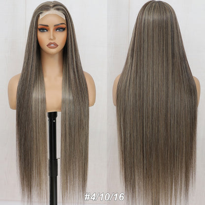 Magicae 330Grams 36Inch 4x4 Lace Front Wigs Chestnut Brown Wigs Ombre Highlight Straight Blond P27/613# High Temperature Cosplay