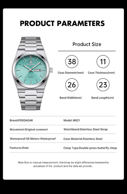 PAAZOMU Relógio Masculino de Luxo Original Moda Luminoso À Prova D'água Cronógrafo Data Relógio Masculino Couro Quartzo Relógios Masculinos Reloj