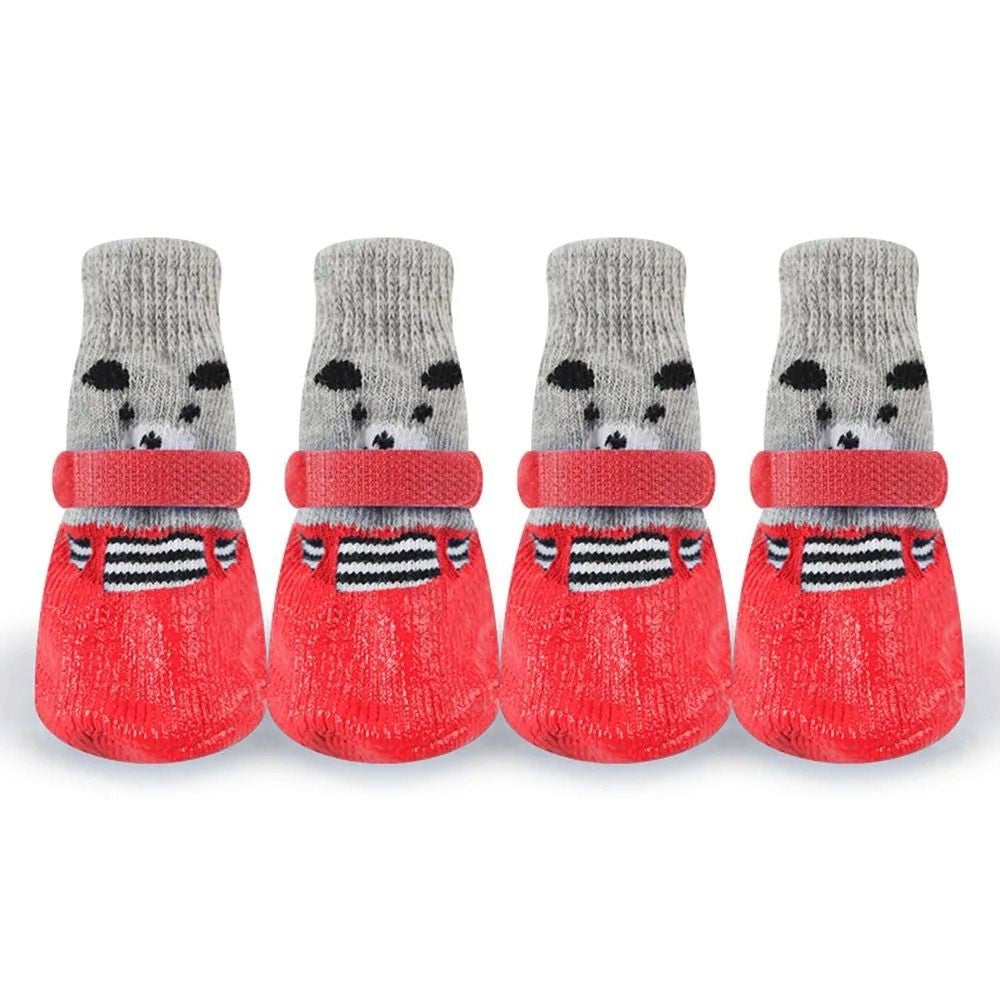 Outono Inverno Cão de Estimação Sapatos Meias Impermeáveis Gatos Cães Meias de Borracha Antiderrapantes Cão Botas de Chuva Neve Meias de Tricô Quentes para Cães